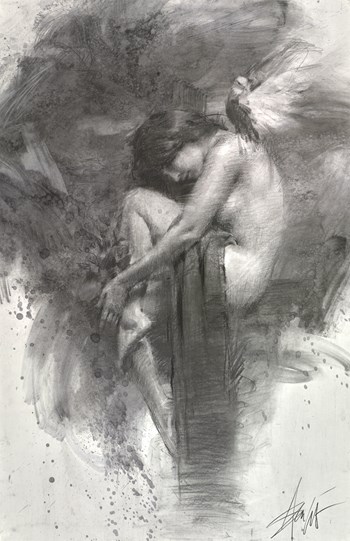 Paloma Bianca (Study) by Henry Asencio - Original Drawing on Mounted Paper